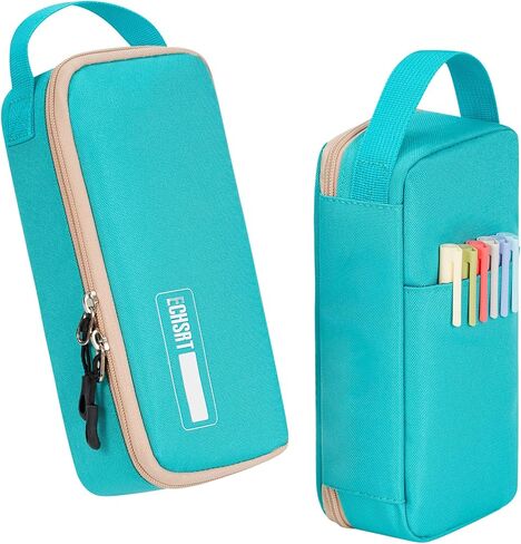 ECHSRT Big Pencil Case, Aesthetic Portable Zipper Pencil Bag with Hidden Pocket, Special Pouch for Men Women Adults, Stationery Organizer Pen Cases for Office Travel, Teal in Saudi Arabia
