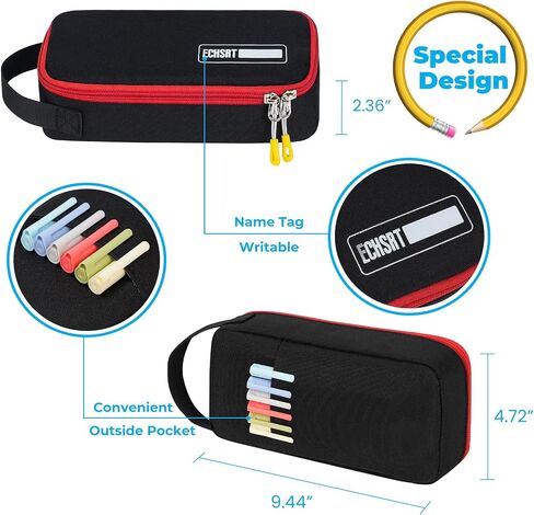 ECHSRT Big Pencil Case, Aesthetic Portable Zipper Pencil Bag with Hidden Pocket, Special Pouch for Men Women Adults, Stationery Organizer Pen Cases for Office Travel, Teal in Saudi Arabia