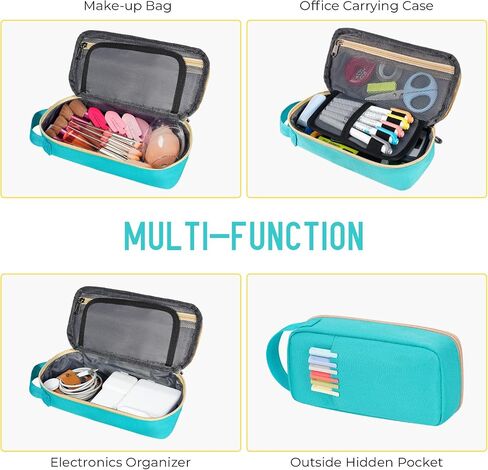 ECHSRT Big Pencil Case, Aesthetic Portable Zipper Pencil Bag with Hidden Pocket, Special Pouch for Men Women Adults, Stationery Organizer Pen Cases for Office Travel, Teal in Saudi Arabia