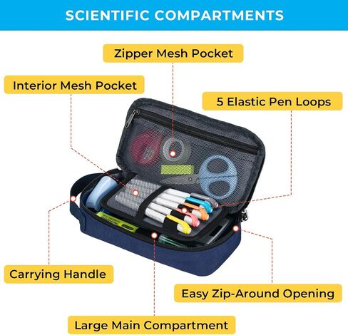 ECHSRT Big Pencil Case, Aesthetic Portable Zipper Pencil Bag with Hidden Pocket, Special Pouch for Men Women Adults, Stationery Organizer Pen Cases for Office Travel, Teal in Saudi Arabia