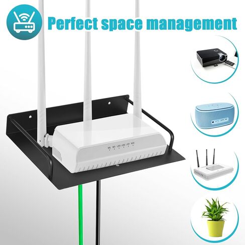 2 قطعة رف جهاز عرض عائم واي فاي راوتر جدار جبل الجرف العائم مركز الترفيه Bracke سبائك الألومنيوم العائمة للتلفزيون العلوي صندوق كابل صندوق الألعاب وحدة التحكم DVD الرف التلفزيون ملحق موسيقى بلوتوث in Kuwait