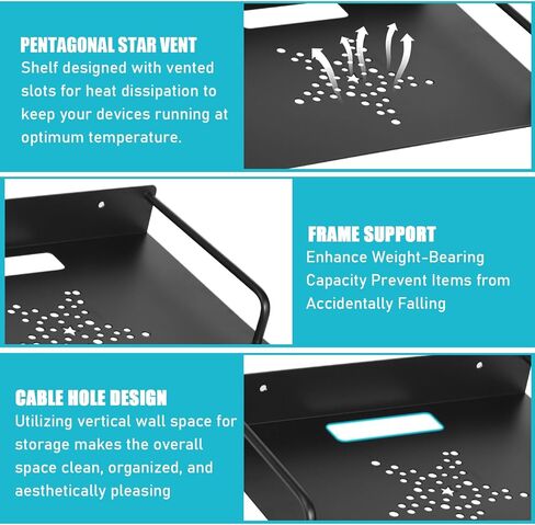 2 قطعة رف جهاز عرض عائم واي فاي راوتر جدار جبل الجرف العائم مركز الترفيه Bracke سبائك الألومنيوم العائمة للتلفزيون العلوي صندوق كابل صندوق الألعاب وحدة التحكم DVD الرف التلفزيون ملحق موسيقى بلوتوث in Kuwait