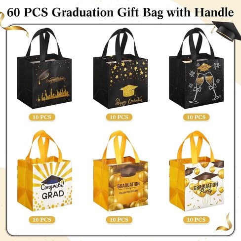 Kigeli 60 Pcs Graduation Gift Bags Reusable Class of 2024 Grad Gift Bags with Handles Non Woven Graduation Tote Bags for Graduation Party Supplies Kindergarten College High School Grad in Saudi Arabia