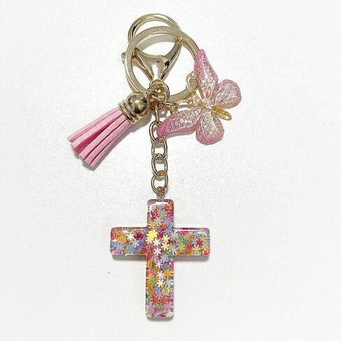 Rhinestone Cross Butterfly Keychain for Women Gold Handbag Bling Personalized Keyring Purse Wallet Girls in Kuwait