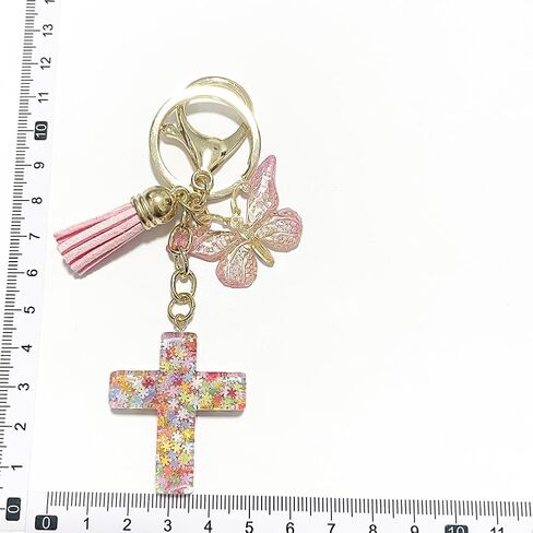 Rhinestone Cross Butterfly Keychain for Women Gold Handbag Bling Personalized Keyring Purse Wallet Girls in Kuwait