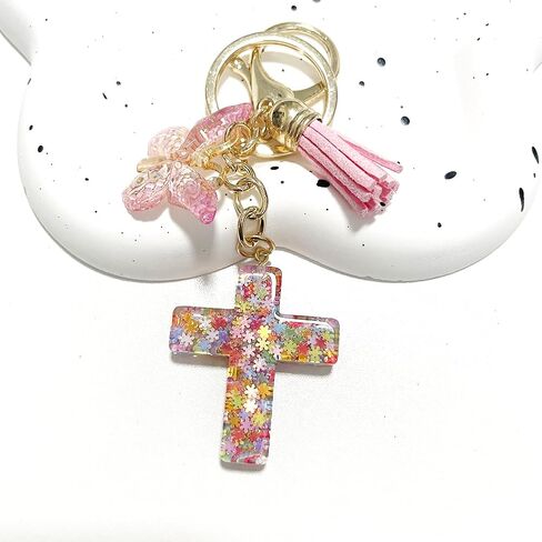 Rhinestone Cross Butterfly Keychain for Women Gold Handbag Bling Personalized Keyring Purse Wallet Girls in Kuwait