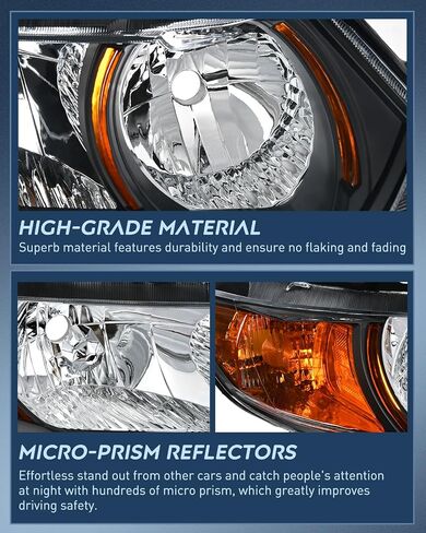 مجموعة المصابيح الأمامية Nilight متوافقة مع 2006 2007 2008 2009 2010 2011 Honda Civic 2-Door Coupe المصابيح الأمامية استبدال غطاء أسود كهرماني عاكس للسائق وجانب الركاب، ضمان لمدة عامين in Saudi Arabia