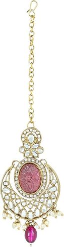 مجموعة مجوهرات قلادة زفاف هندية مطلية بالذهب من بوليوود كوندان ولؤلؤ كوندان للنساء من I Jewels (K7233) in Kuwait