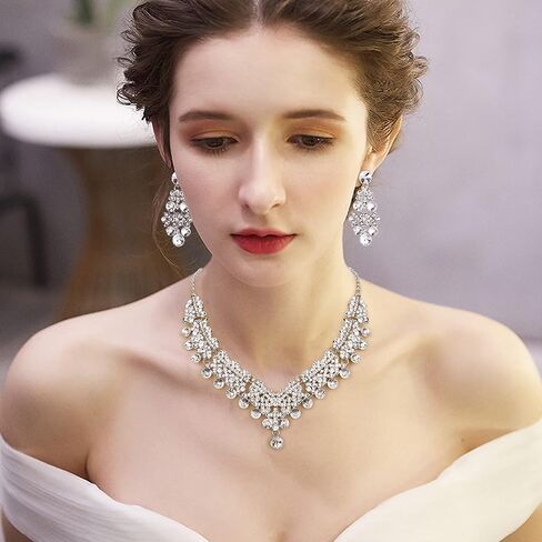 IRONBOX كريستال الزفاف مجموعة مجوهرات الزفاف للنساء الشظية حجر الراين الدمعة قلادة سوار استرخى أقراط مجوهرات الزفاف حزب لوصيفة العروس in Kuwait