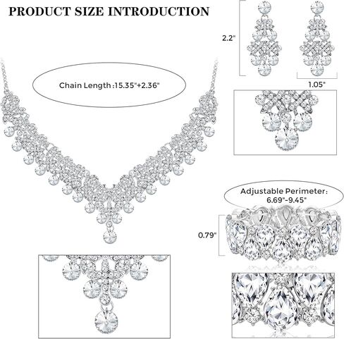 IRONBOX كريستال الزفاف مجموعة مجوهرات الزفاف للنساء الشظية حجر الراين الدمعة قلادة سوار استرخى أقراط مجوهرات الزفاف حزب لوصيفة العروس in Kuwait