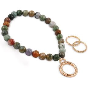 Beaded Wrist Key Lanyard, Natural Stone Wristlet Keychain Lanyard for Women, Wrist Strap Lanyard for Keys Wallet