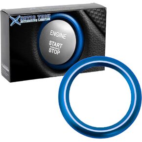 Xotic Tech Aluminum Keyless Start Engine Stop Push Button Stickers Cover Trim Compatible with Mercedes Benz B C E S G CL SL ML GL CLA GLA GLC GLK GLS Class(Blue)