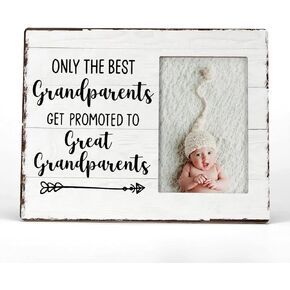 Only The Best Grandparents Get Promoted To Great Grandparents Picture Photo Frame,Great Grandparents Baby Announcement Pregnancy Picture Frames,Great Grandma Grandpa Gifts (4x6 Inch Photo)