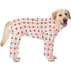 HDKUW Dog Recovery Suit, Cooling After Surgery Dog Onesie, Summer Jumpsuit Pjs Sunscreen Dog Onesie Shirt, Anti-Hair Apparel for Medium Large Dogs Red 36