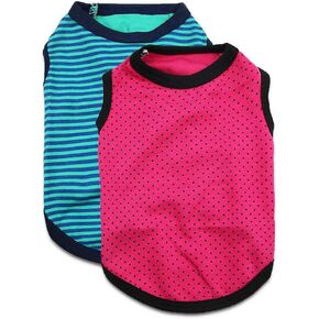 DroolingDog Dog Striped T Shirt Cotton Clothes for Small Medium Dogs, XXL, Pack of 2