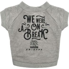 We were On A Break Dog T Shirt in Grey | Soft Dog Shirt, Machine Washable Pull-Over Dog Tshirt, Light Weight & Semi-Stretch | Size Medium for All Small to Medium Dogs