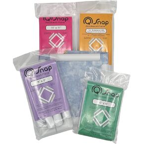 VolcanoStitching Q-Snap Cross Stitch Frame Embroidery Bundle - 6x6, 8x8, 11x11 and Extension Kit Q-Snaps Set with Hand-Dyed Aida 18 Count Cross Stitch Fabric
