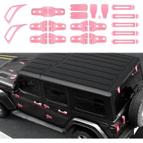 Linskip Full Body Exterior Accessories Fit for 2018-2024 Jeep Wrangler JL 4xe 4 Door, Front Engine Hood-Side Door Hinge-Rear Window-Side Fender-Door Handle Full Set 22Pcs(Baby Blue)