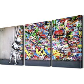 3 Pieces Graffiti Wall Art Graffiti Art Colorful Wall Art Pop Art Street Art Colorful Wall Decor Graffiti Poster Graffiti Canvas Wall Art Graffiti Wall Decor for Bedroom Decor (12''Wx16''Hx3PCS)
