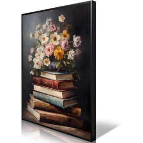 WAYUWGAN Vintage Floral Wall Art Moody Books Still Life Pictures Rustic Antique Art Oil Painting Prints Dark Academia Decor Posters for Room Aesthetic Bedroom Wall Decor 12x16in Unframed