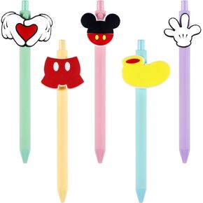 NKM 5Pcs Mickey Pens, Cute Cartoon Pure Color Simplicity Black Ink Ballpoint Pens for Students Men Women Workers School Office Supplies