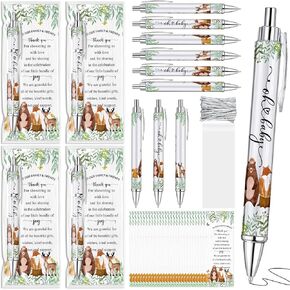 50 Sets Woodland Animals Baby Shower Favors Bulk Includes Ballpoint Pens Thank You Cards Cable Ties Woodland Baby Shower Decorations Gender Reveal for Guest Game Prizes Party Favors