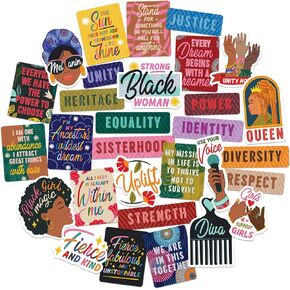 Navy Peony Soul Sister Vision Board Stickers (30pcs) - African Heritage, Girlhood Stickers for Black Women, Community, Activist, Vision Board Party