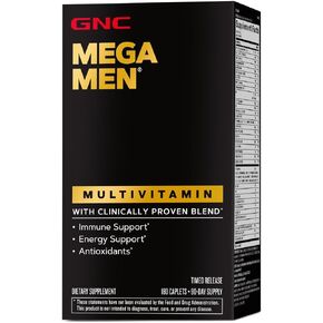 GNC Mega Men Multivitamin | Antioxidants, Heart Health, and Immune Support | 180 Count