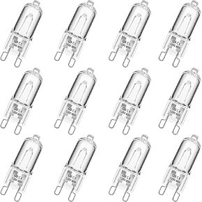 G9 Halogen Light Bulbs 2 pin 120V 40W, Dimmable Long Lasting T4 JCD Type, G9 Bulb for Chandeliers, Microwave Oven, Range Hood Lights Warm White 12 Pack
