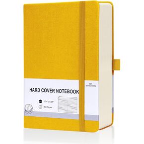 Lined Journal Notebook, 360 Numbered Pages(With page number), Thick Journal for Writing A5 College Ruled Notebook, 100gsm Lined Paper, Leather Hardcover, 5.75'' X 8.38''-Black