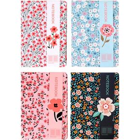 ALIMITOPIA 4 Pack Hardcover Notebook Journal,Ruled Hardback Book Notepad Diary Memo Steno Planner-A5 Size(8.3x5.7),96 Sheets,Ruled Pages (Floral pattern)