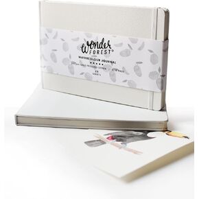 Wonder Forest Hardcover Watercolor Journal Cold Pressed 100% Cotton 8" x 5.5" Travel Notebook