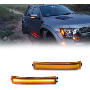 GTINTHEBOX Smoked Lens White Led Side Mirror Marker Turn Signal Light Lamp for 2009-2014 Ford F150
