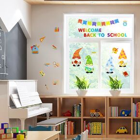 SUPERDANT Welcome Back to School Wall Decals School Gnome Wall Stickers Window Clings Window Stickers Back to School Party Ornaments Supplies for Classroom Decorations
