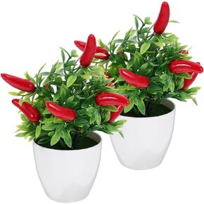 4 Pcs Plants Artificial Faux Plants Mini Ornament Chic Decor Fake Plant Mini Chili Bonsai Artificial Pepper Plants Desktop Potted Plant Small Bonsai Trinkets Props Plastic
