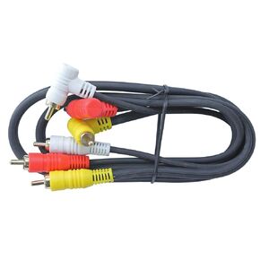 Triple RCA Stereo Audio and Video Cable - Right Angle to Straight 6 FT Long