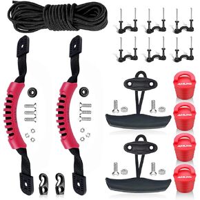 Kayak Carry Handles Kayak Accessory Kayak Scupper Plug kayak handles replacement and T-Handle with 8 Feet Bungee Cord Tri-Grip Rivet Pad Eyes Kit Kayak Parts for Lifetime,Ocean,Emotion Canoe Boat