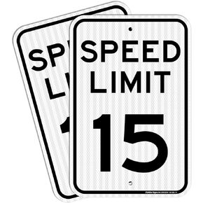 (2 pack) Speed Limit 15 MPH Sign, 18 x 12 Inches Engineer Grade Reflective Sheeting, Rust Free Aluminum, Weather Resistant, Waterproof, Easy to Mount