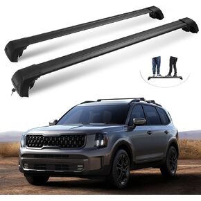 Silent Journey Lockable Roof Racks for Kia Telluride X-Line X-Pro 2023 2024, Less Noise Cross Bars, Off Road Trip Roof Bars Accessories