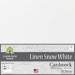 Linen Snow White Cardstock - 12 x 12 inch - 100Lb Cover - 25 Sheets - Clear Path Paper
