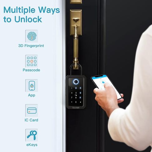 صندوق قفل المفتاح الذكي، التعرف على بصمات الأصابع والتحكم في تطبيق TTLock، رمز مرور Ekey، بطاقة IC لفتح صندوق قفل مفتاح بلوتوث، صندوق قفل ذكي مثبت على الحائط ومعلق على الباب للمنزل ومكتب سمسار عقارات Airbnb in Kuwait