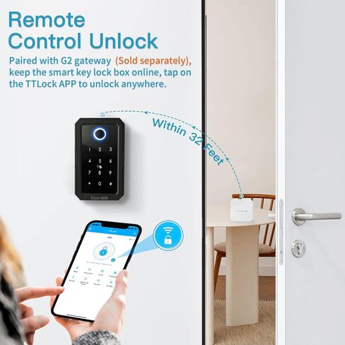 صندوق قفل المفتاح الذكي، التعرف على بصمات الأصابع والتحكم في تطبيق TTLock، رمز مرور Ekey، بطاقة IC لفتح صندوق قفل مفتاح بلوتوث، صندوق قفل ذكي مثبت على الحائط ومعلق على الباب للمنزل ومكتب سمسار عقارات Airbnb in Kuwait