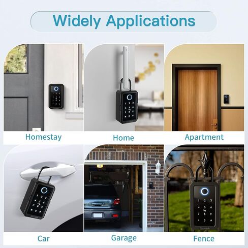 صندوق قفل المفتاح الذكي، التعرف على بصمات الأصابع والتحكم في تطبيق TTLock، رمز مرور Ekey، بطاقة IC لفتح صندوق قفل مفتاح بلوتوث، صندوق قفل ذكي مثبت على الحائط ومعلق على الباب للمنزل ومكتب سمسار عقارات Airbnb in Kuwait