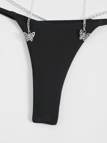 Milumia Women's 2 Piece Chain Linked Halter Triangle Bikini Set Tie Back Backless Thongs Swimsuit in Saudi Arabia