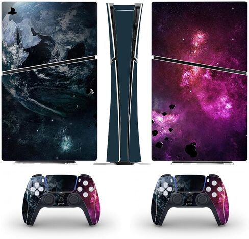 غطاء لاصق من الفينيل لكامل الجسم لوحدة التحكم PS5 النحيفة ووحدتي التحكم، الإصدار الرقمي - المساحة الأرجوانية in Kuwait