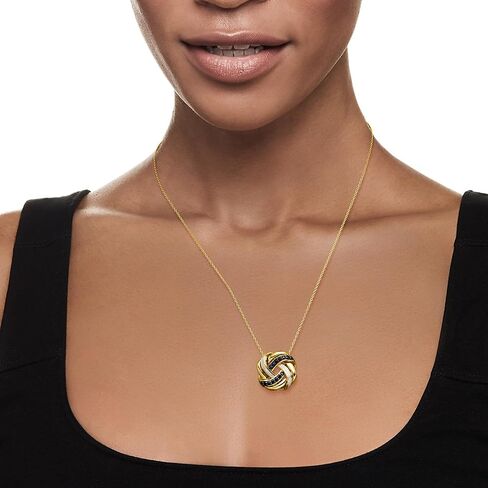 Ross-Simons 0.60 ct. t.w. Sapphire and .11 ct. t.w. Diamond Love Knot Pendant Necklace in 18kt Gold Over Sterling. 18 inches in Saudi Arabia