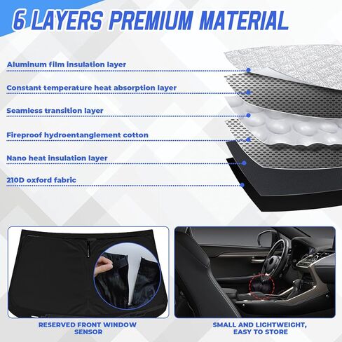 Windshield Sun Shade Replace for 2001-2020 Chevy Motorhome and Class C RVs, 6 Layers Foldable Window Sun Visor Protector, Blocks Sun Rays Heat, Keep Your Car Cooler in Saudi Arabia