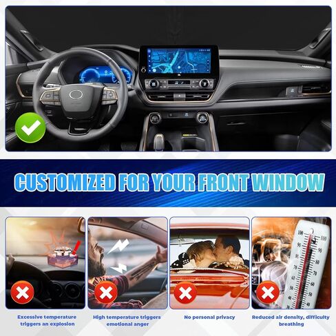 Windshield Sun Shade Replace for 2001-2020 Chevy Motorhome and Class C RVs, 6 Layers Foldable Window Sun Visor Protector, Blocks Sun Rays Heat, Keep Your Car Cooler in Saudi Arabia