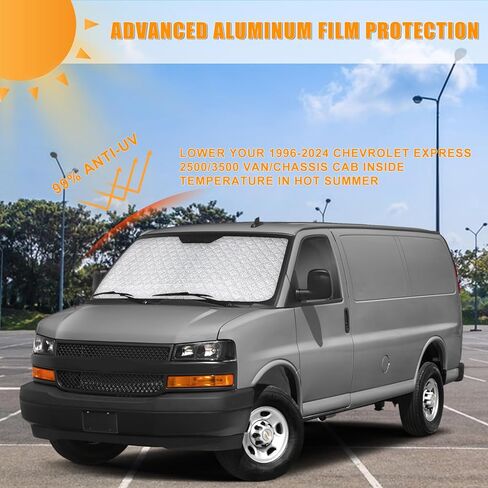 Windshield Sun Shade Replace for 2001-2020 Chevy Motorhome and Class C RVs, 6 Layers Foldable Window Sun Visor Protector, Blocks Sun Rays Heat, Keep Your Car Cooler in Saudi Arabia