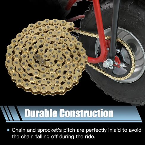 420 Gold Chain for Coleman Mini Bike CT200U CT200U-EX BT200X Baja Warrior Massimo MB200 MB165 Predator 212 196cc 200cc 6.5hp Engine Powersports Parts with 42 and 90 Links 420 Sprocket 10T in Saudi Arabia